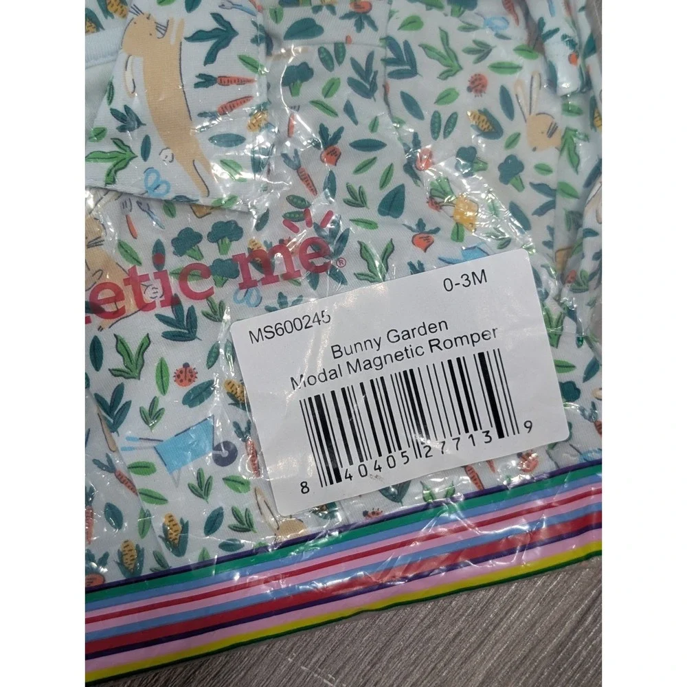 NWT Magnetic Me Bunny Garden Magnetic Modal Romper NB-3M